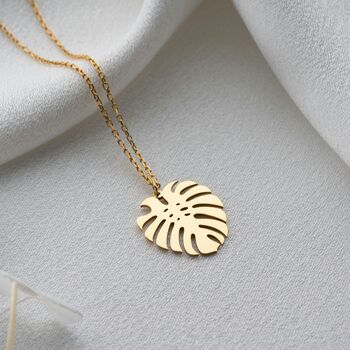 Urban Jungle Monstera Leaf Necklace, 7 of 9