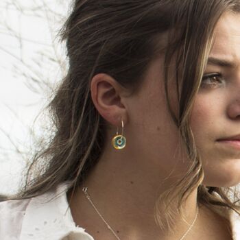 Ceramic, Glass And Gold Emerald Pool Hoop Earrings, 4 of 6