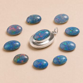 Personalised Sterling Silver Opal Triplet Gemstone Photo Locket Necklace, 3 of 6