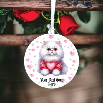 Personalised White Persian Cat Love Decoration, 2 of 2