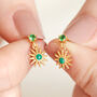 Sterling Silver Green Crystal Sun Drop Earrings, thumbnail 2 of 8