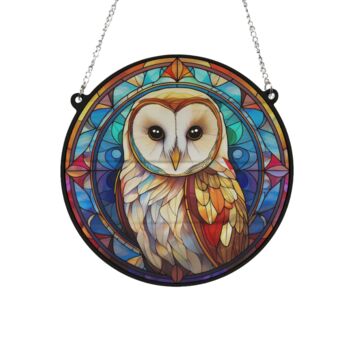 Barn Owl Stained Glass Effect Suncatcher, 5 of 5