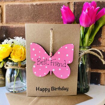 Personalised Best Friend Wooden Butterfly Birthday Card, 3 of 5