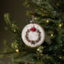 Christmas Decoration Embroidery Kit Holly Wreath, thumbnail 2 of 5