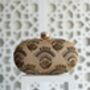 Valeria Gold Embroidered Embellished Oval Clutch Bag, thumbnail 7 of 8