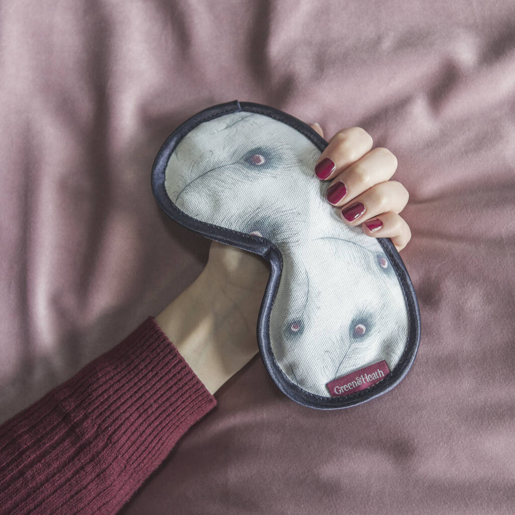 Lavender Eye Mask With Velvet Back In Ivory Plume By Blue Badge Co