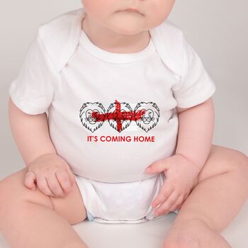 Three Lions Football England Baby Grow Vest, 3 of 6