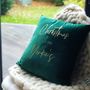 Personalised 'Christmas At The' Velvet Cushion, thumbnail 2 of 3