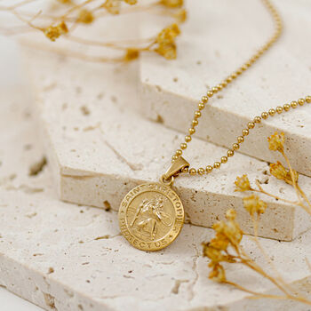 Personalised Small St Christopher Gold Plated Sterling Silver Necklace, 5 of 10