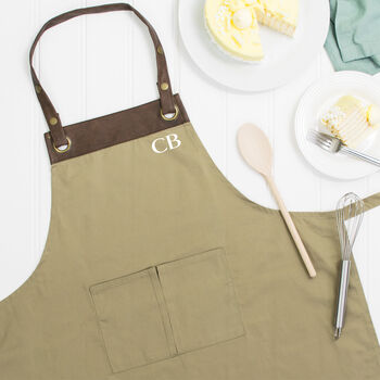 Personalised Artisan Apron With Faux Leather Detail, 4 of 4
