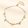 Stainless Steel Blue And Yellow Beaded Bracelet In Gold Plating, thumbnail 1 of 4