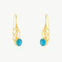 Turquoise Gold Grain Wavy Drop Earrings, thumbnail 2 of 5