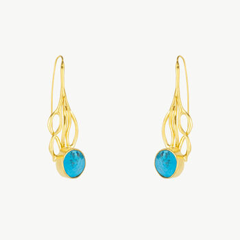 Turquoise Gold Grain Wavy Drop Earrings, 2 of 5