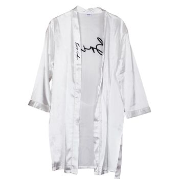 White Embroidered Bride Dressing Gown, 4 of 5