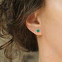 Teal Green Crystal Stud Earrings In Gold Or Silver, thumbnail 10 of 13