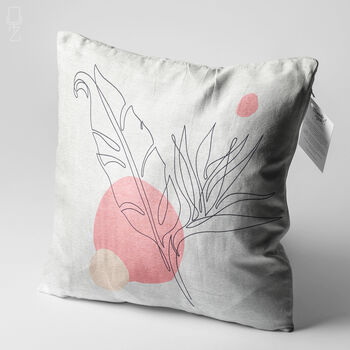 Cushion Cover With Abstract Pink And Black Leaf Design, 3 of 7