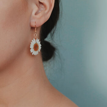 Daisy Flower Sterling Silver Or Gold Plated Earrings, 9 of 12