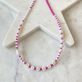 Personalised Beaded Necklace With Pearls By The Lovely Edit ...