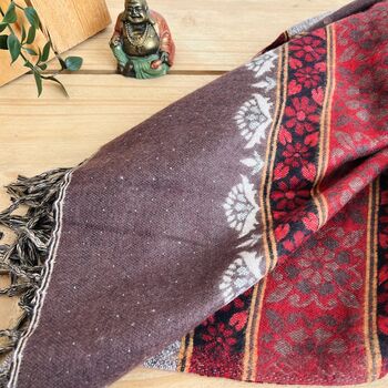 Handwoven Brown Boho Recycled Cotton Throw Blanket, 4 of 11