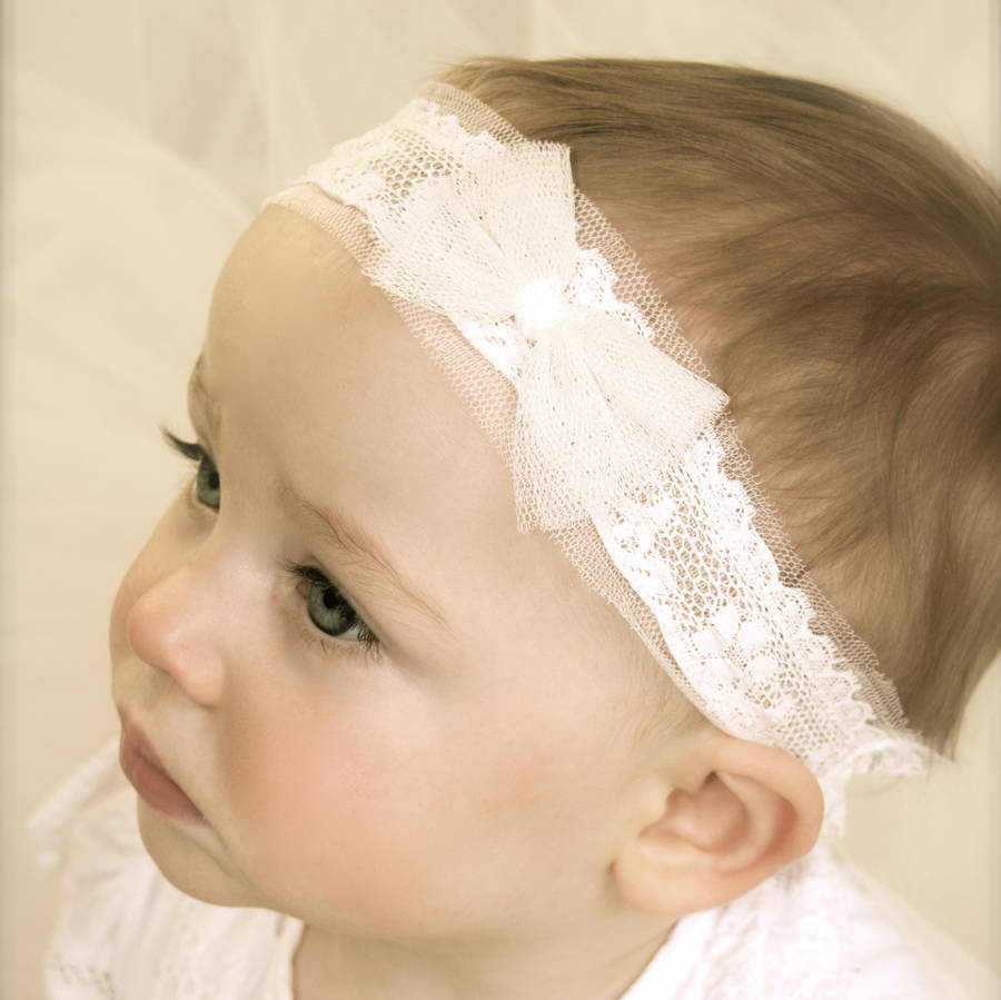 tabitha ivory baby christening / flower girl headband by lovebysusie ...