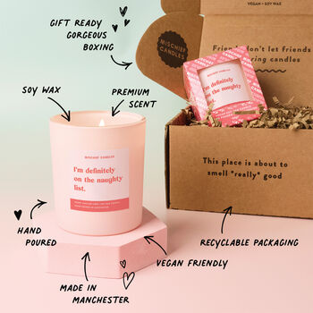 Naughty List Funny Christmas Gift For Girlfriend Pink Candle, 2 of 6