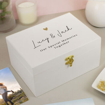 Personalised Gold Heart Memory Box, 2 of 7