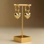 Heart Charm 18k Gold Plated Hoop Earrings, thumbnail 1 of 3