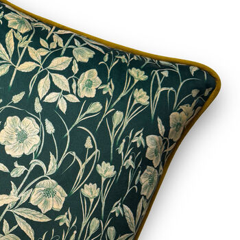 Luxury Velvet Cushion With Piping Spring Forest Green And Gold, 4 of 5
