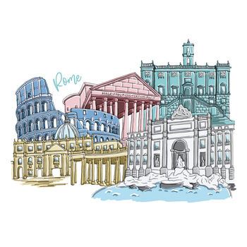 Personalised Rome Skyline Print, Landmarks Illustration, 5 of 6