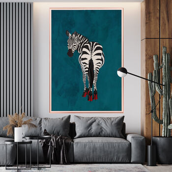 Custom Personalised Zebra Wearing Heels Art Print, 6 of 12