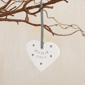 'Forever Loved' Ceramic Heart Decoration Sympathy Gift, 2 of 3