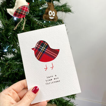 Three Handmade Scottish Tartan Christmas Cards, 3 of 5