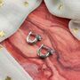 Sterling Silver U Shape Hoop Studs Zircon Earrings, thumbnail 1 of 5
