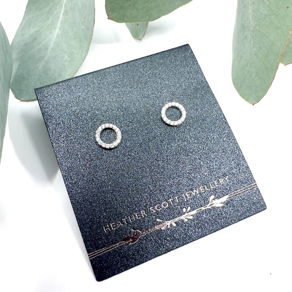 Silver And Cz Halo Stud Earrings, 1 of 3