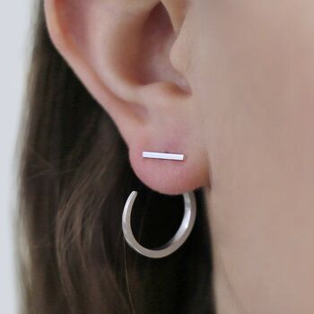 Silver Hoop And Bar Ear Jacket, 2 of 5