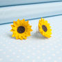 Hand Painted Sunflower Stud Or Clip On Earrings, thumbnail 1 of 2
