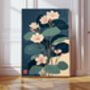 Japanese Blue Flower Abstract Art Print, thumbnail 1 of 4