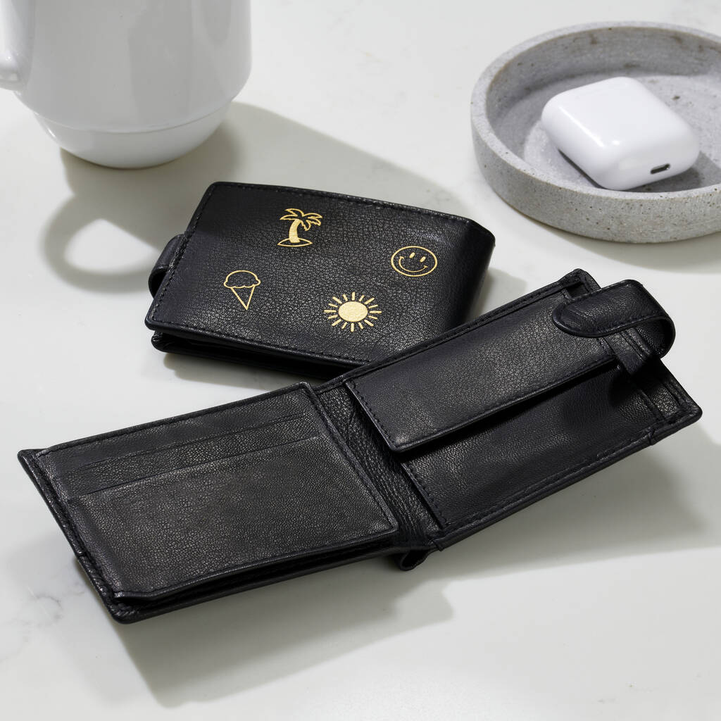 Personalised Emoji Black Leather Wallet By Posh Totty Designs Creates