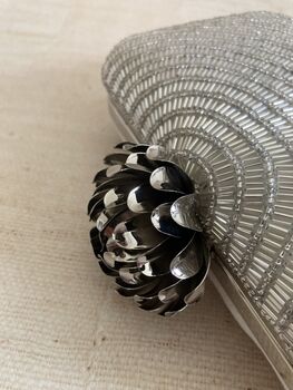 Silver Lotus Clasp Rectangular Clutch Bag, 11 of 11