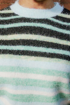 Mint Green Short Sleeve Fuzzy Stripe Knit, 6 of 6