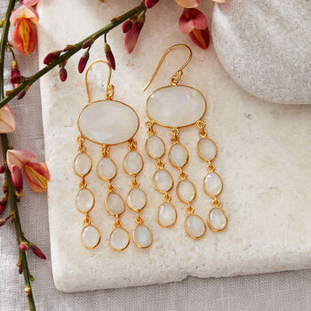 Moonstone Gold Plated Silver Jellyfish Earrings, 3 of 10