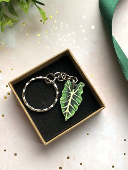 Plant Leaf Silver Plated Keyring Letterbox Gift Set, 3 of 12