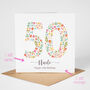 Floral Fun Personalised 50th Birthday Card, thumbnail 2 of 7