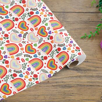 Rainbow Pride Love Gift Wrapping Paper Roll Or Folded, 3 of 3