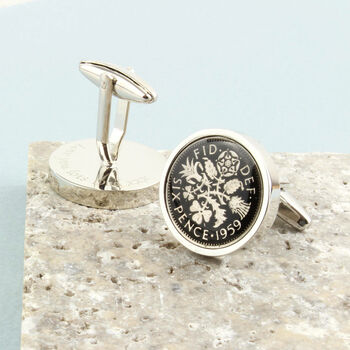 Personalised 60th Birthday Enamelled Sixpence Cufflinks, 5 of 11