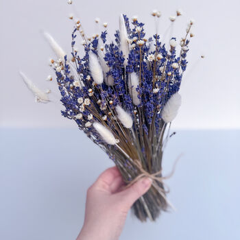 Dried Lavender Bunch With White Bunny Tails, 3 of 5