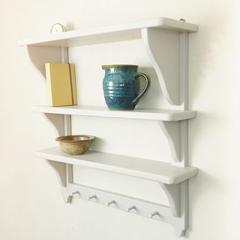 Handcrafted Two And Three Tiered Shelf With Peg Rail, 3 of 6