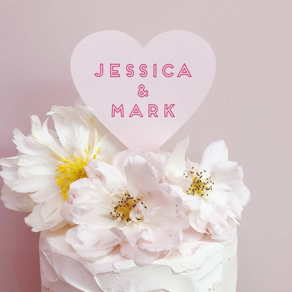 Personalised Heart Shape Wedding Cake Topper, 1 of 2