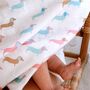 Muslin Swaddle Baby Blanket Sausage Dog Dachshund, thumbnail 7 of 8