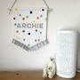Personalised Fabric Name Banner With Rainbow Polka Dots, thumbnail 1 of 7